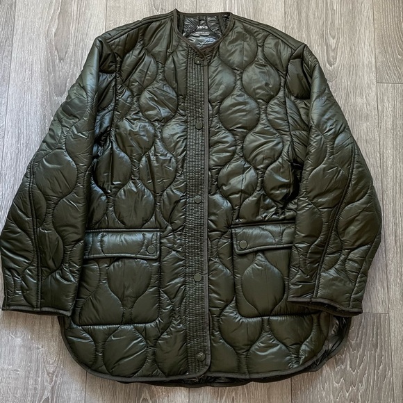 Mango MNG quilted liner shacket coat jacket army green XS - Picture 2 of 6
